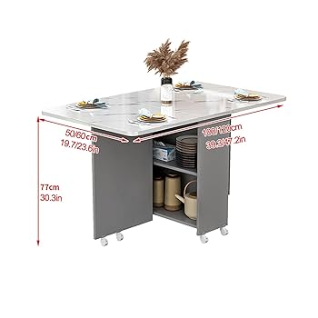 Amazon｜折りたたみダイニングテーブル、移動可能で伸縮可能な